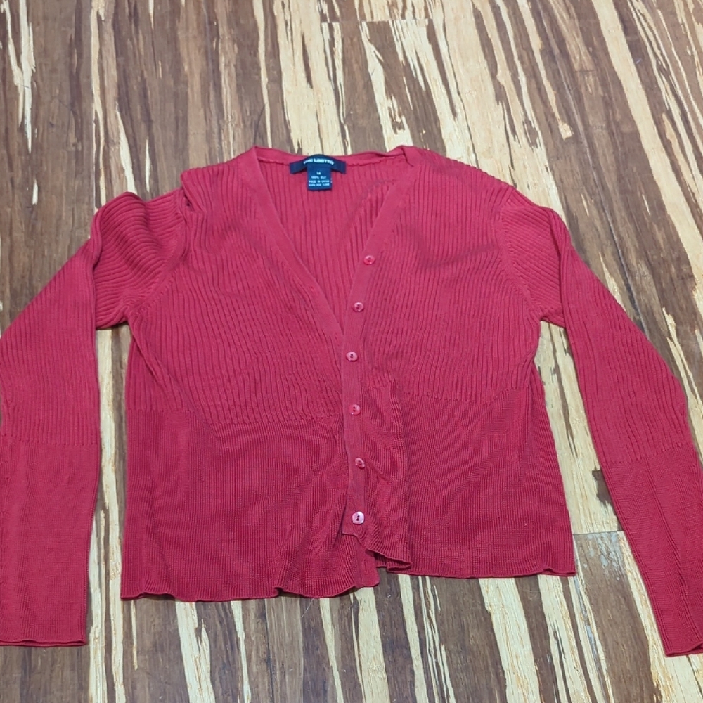 The Limited Silk Red Button-Up Cardigan Sweater